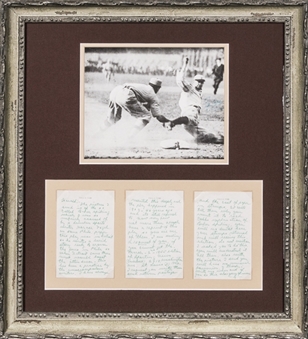 1955 Ty Cobb 3 Page Handwritten and Signed Letter With Autographed Photo re: Famous Frank Baker Spiking Incident (PSA/DNA Gem Mint 10 & JSA)